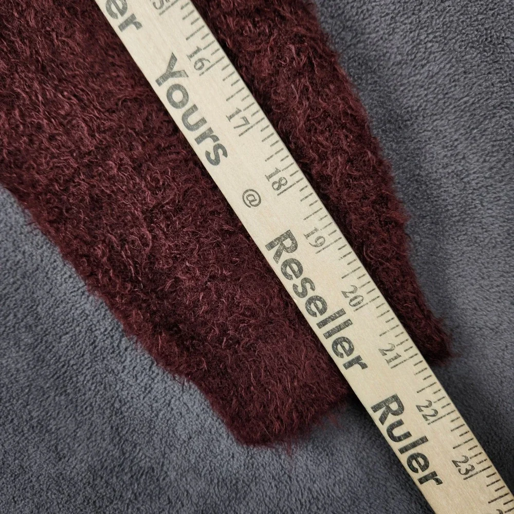 Free People Princess V Sweater Womens Medium Burgundy‎ Fuzzy Oversized Pullover